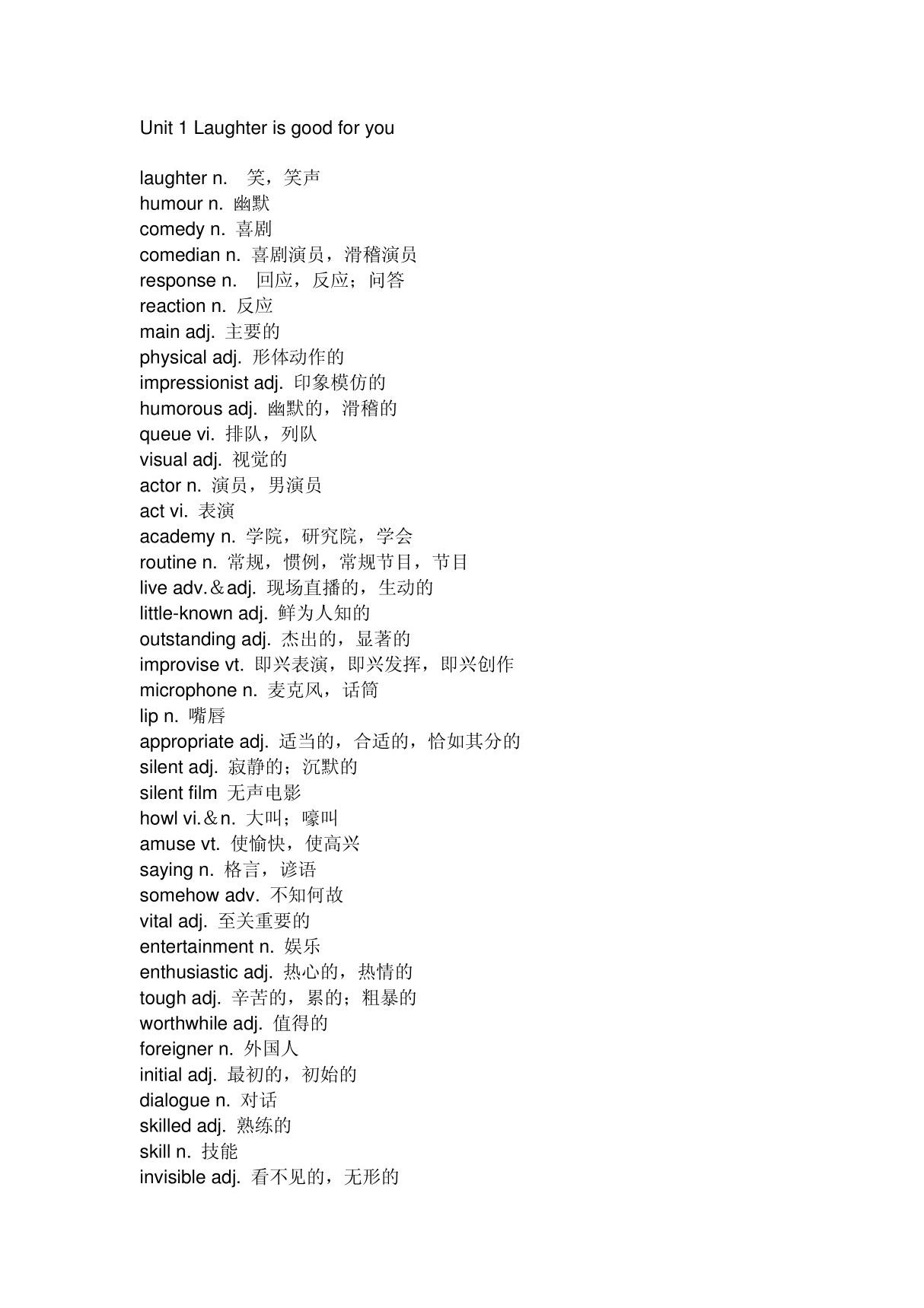 牛津高中英语模块6单词表