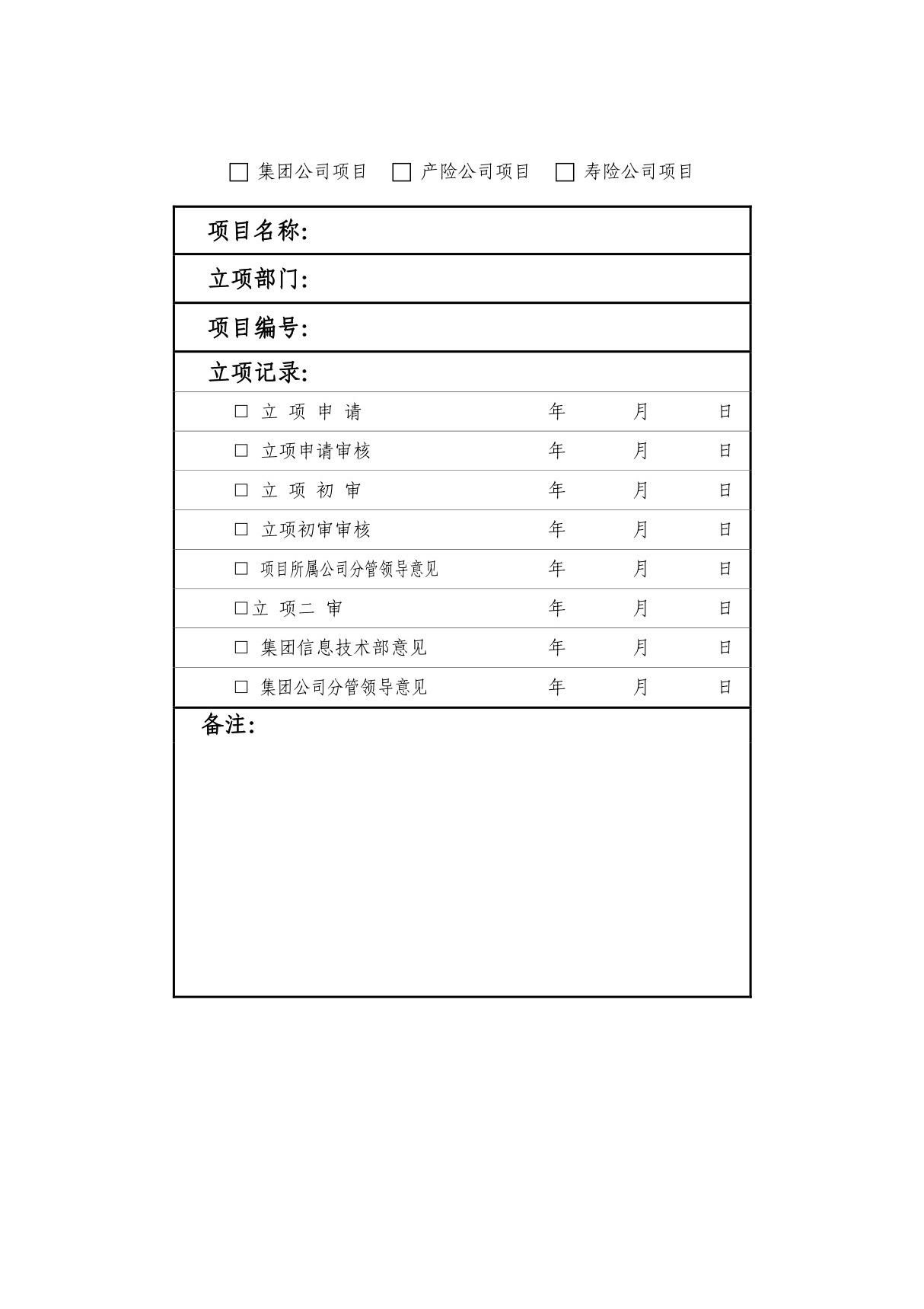 项目立项审批表模板(项目管理流程SOP)