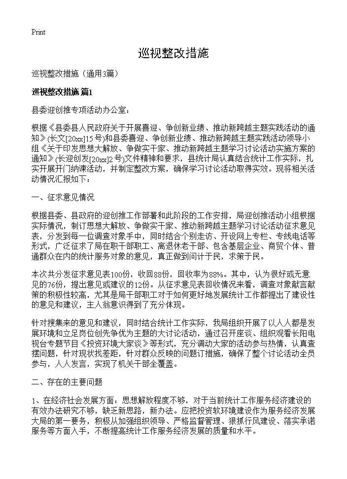 巡视整改措施3篇