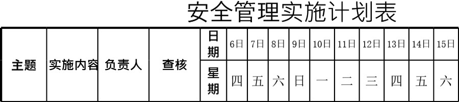 安全管理实施计划表