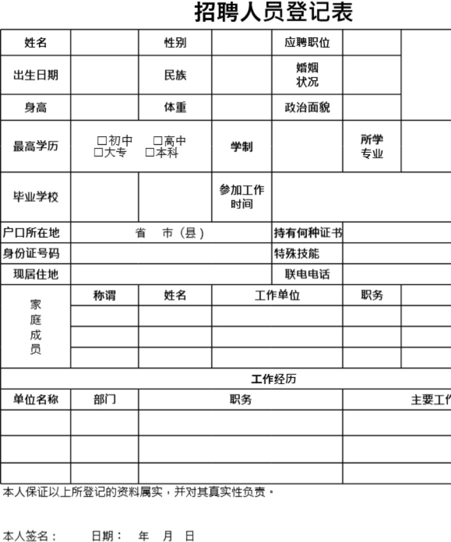 招聘申请执行单