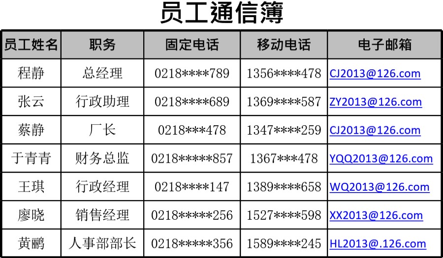 员工通信簿