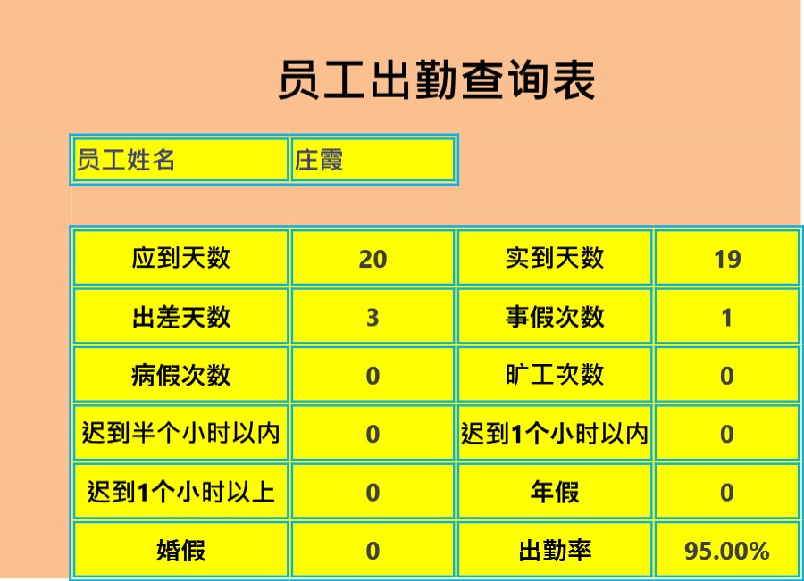 员工出勤查询表