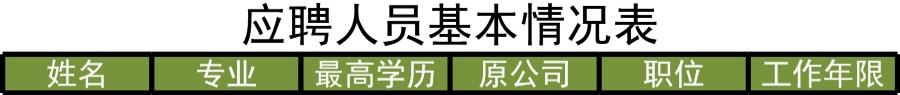 应聘人员登记表格模板