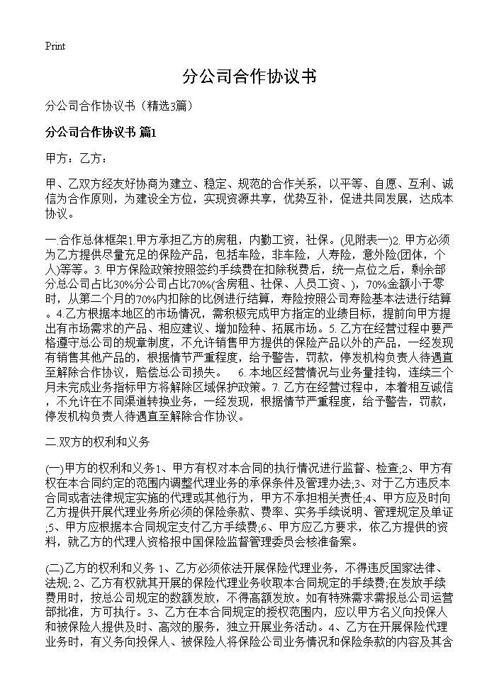 分公司合作协议书3篇