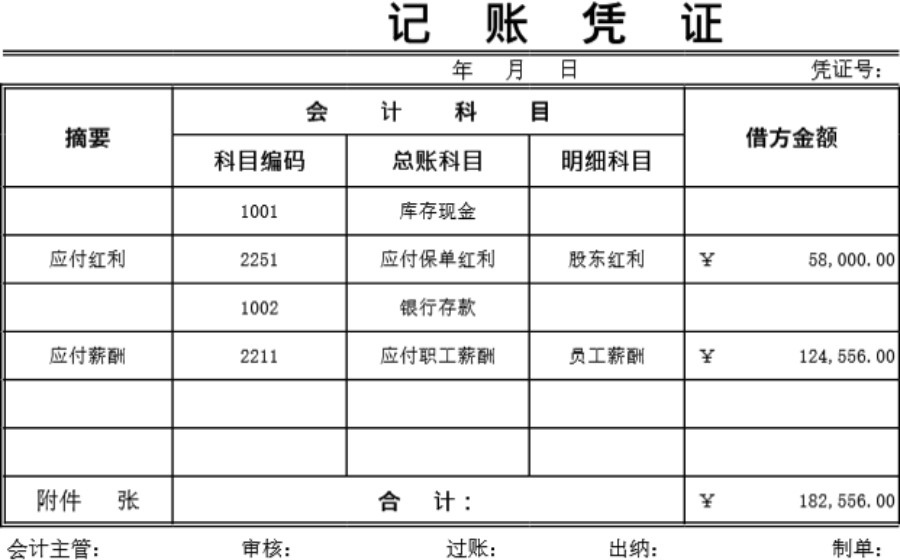 通用记账凭证模板