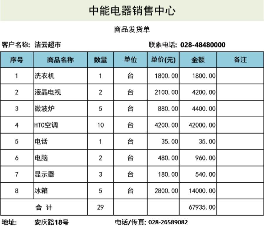 商品发货单