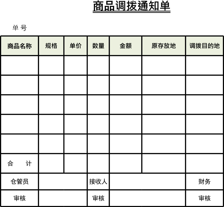 商品调拨通知单