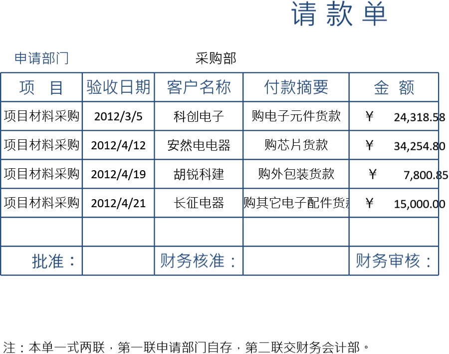 请款单模板