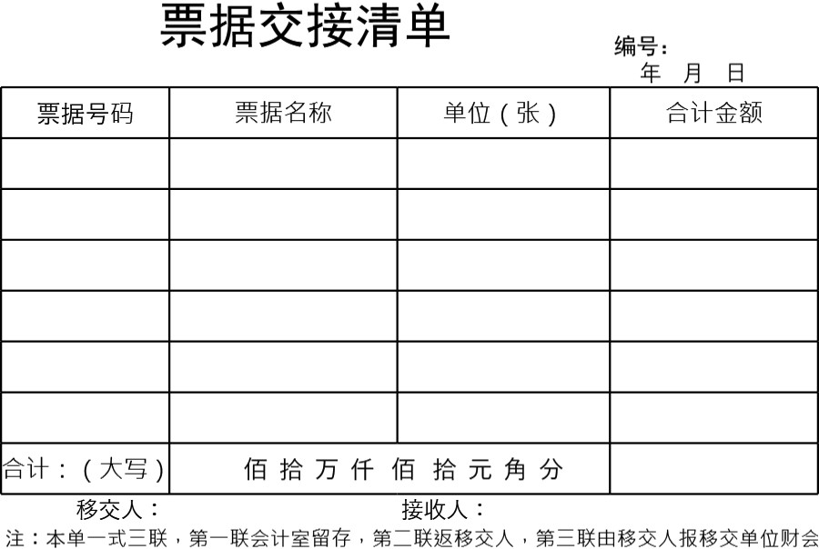 票据交接清单