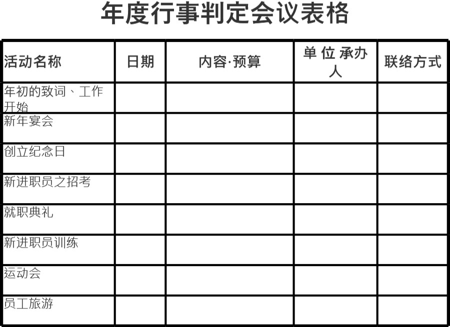 年度行事判定会议表