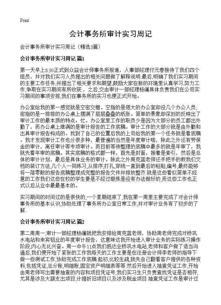 会计事务所审计实习周记3篇