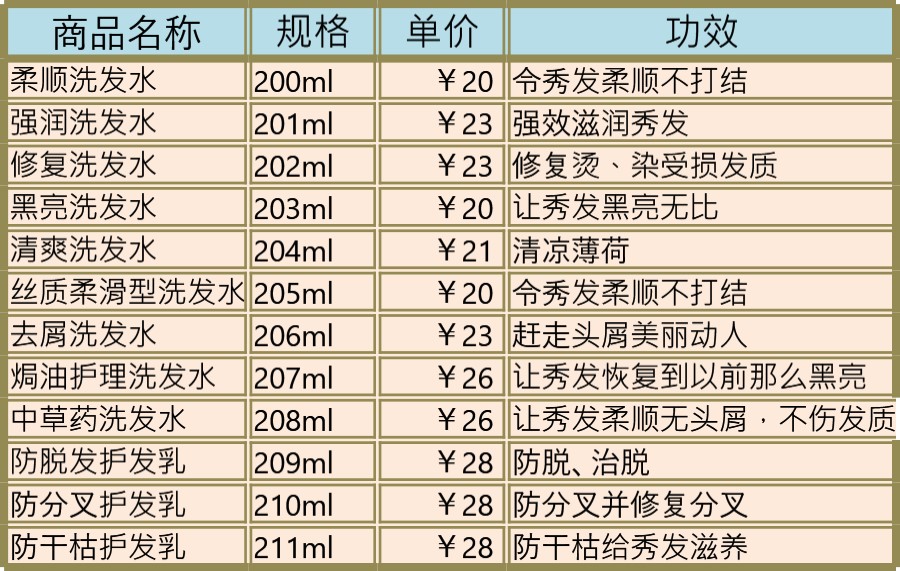 产品介绍表格模板