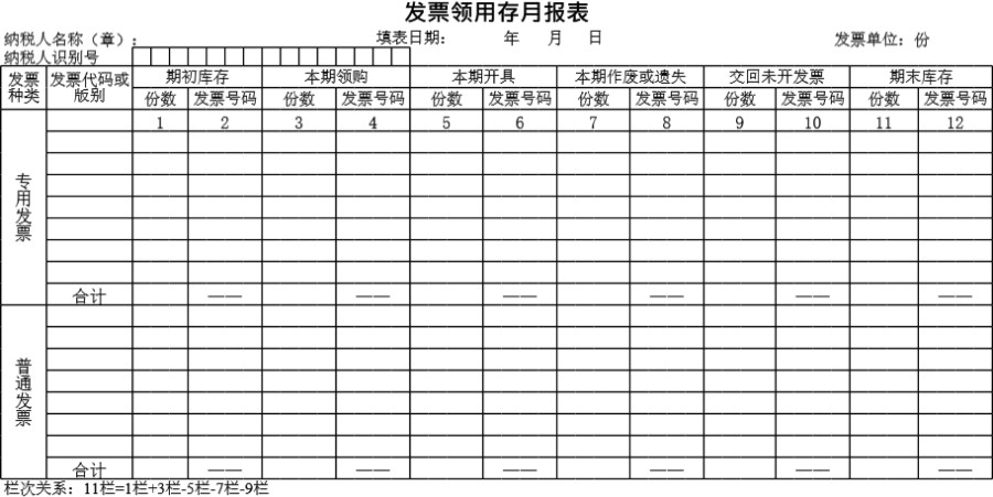 发票领用报表