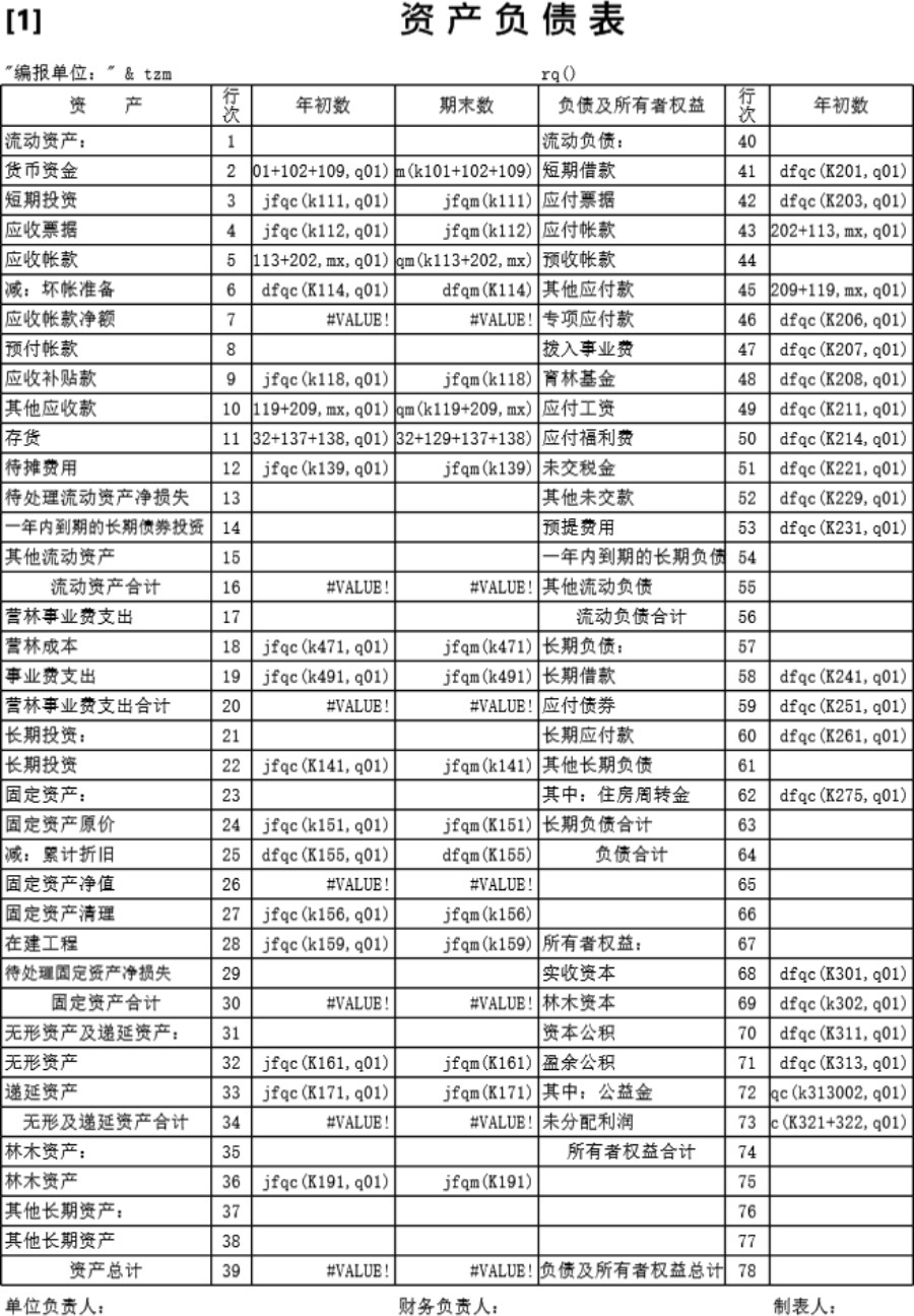 国有森工企业表格模板