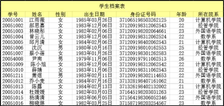 学生档案表格模板