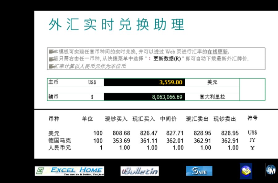 实用表格模板外汇实时兑换