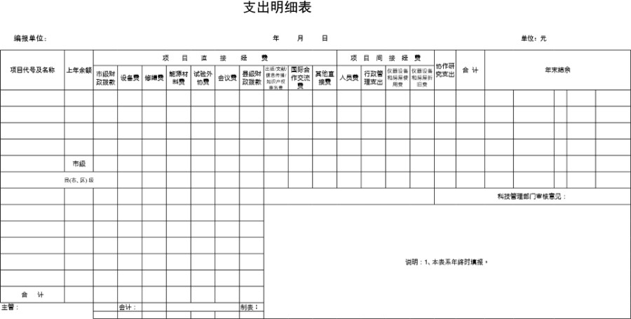 支出明细表