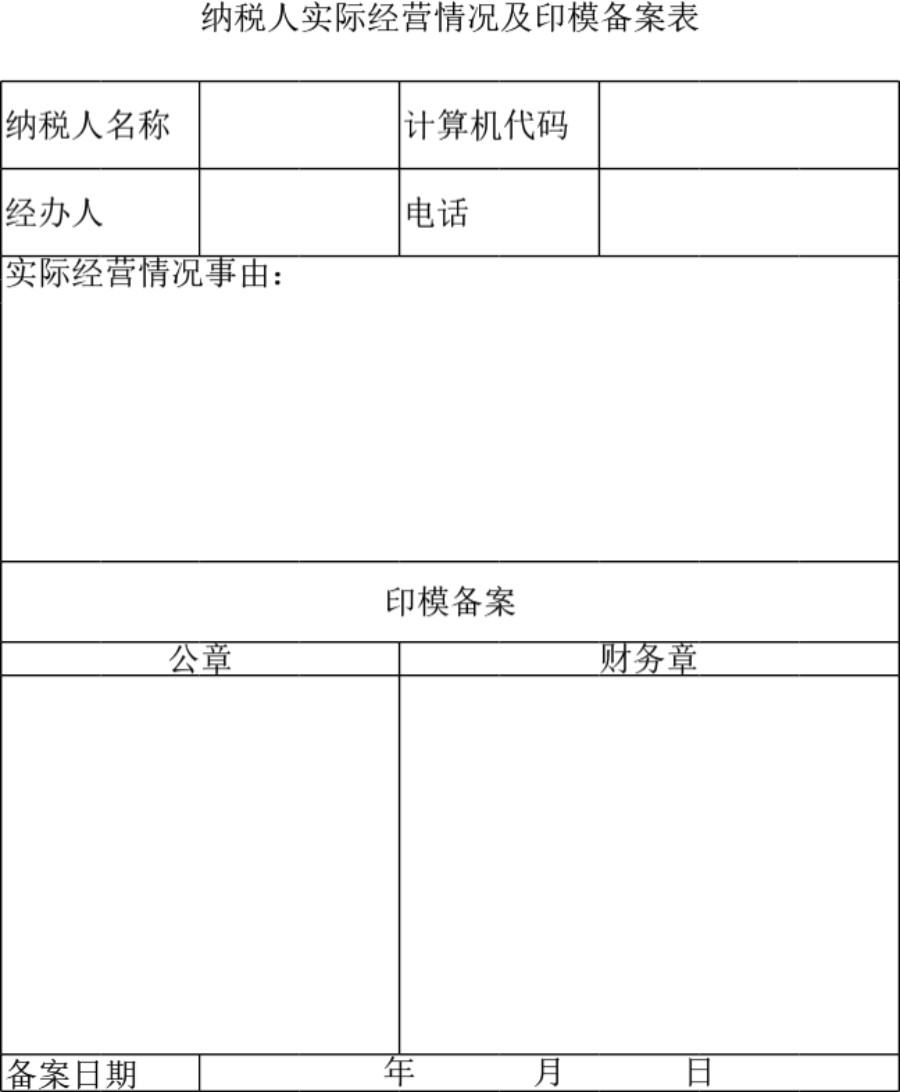 纳税人实际经营情况及印模备案表模板