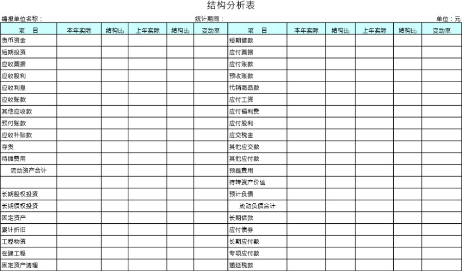 结构分析表模板