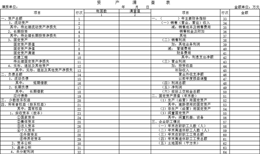 资产清查表模板