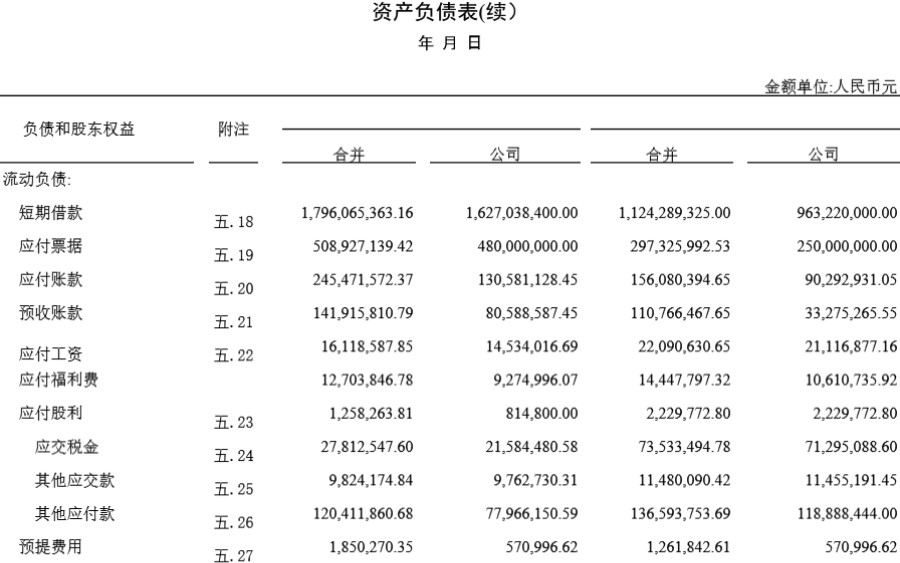 资产负债表7模板