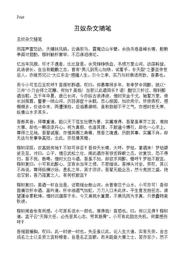 丑奴杂文随笔