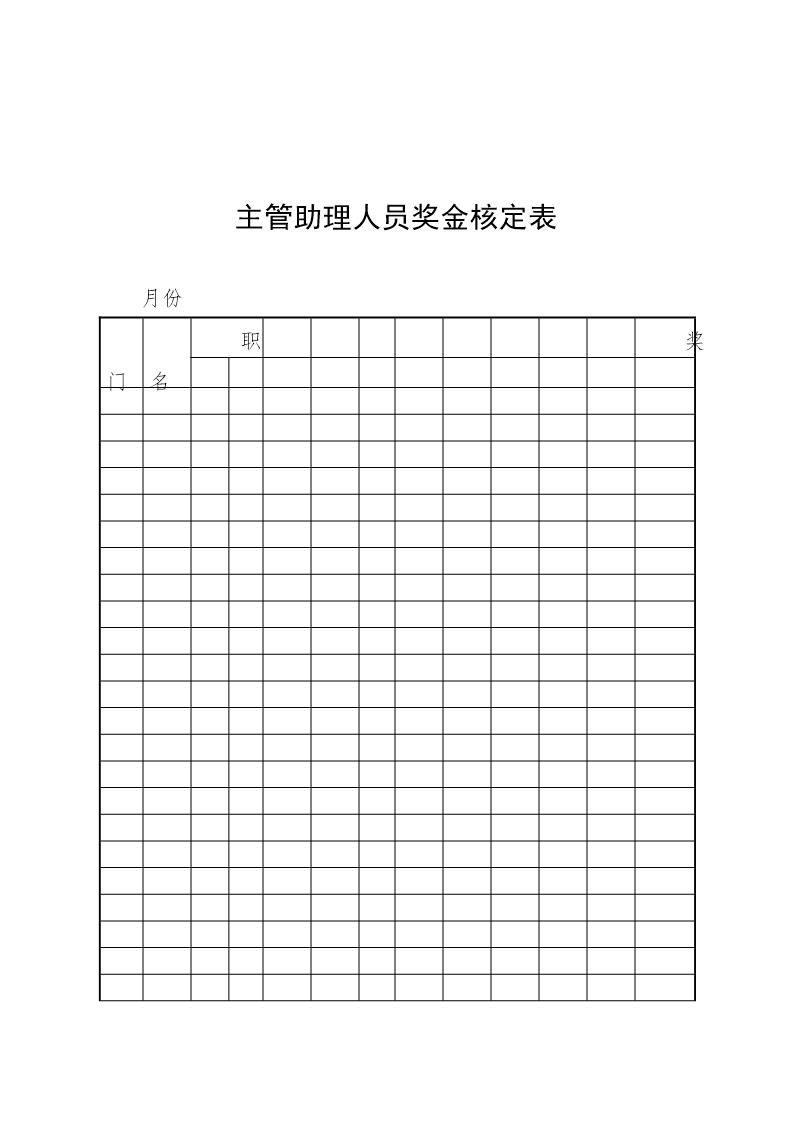 主管助理人员奖金核定表