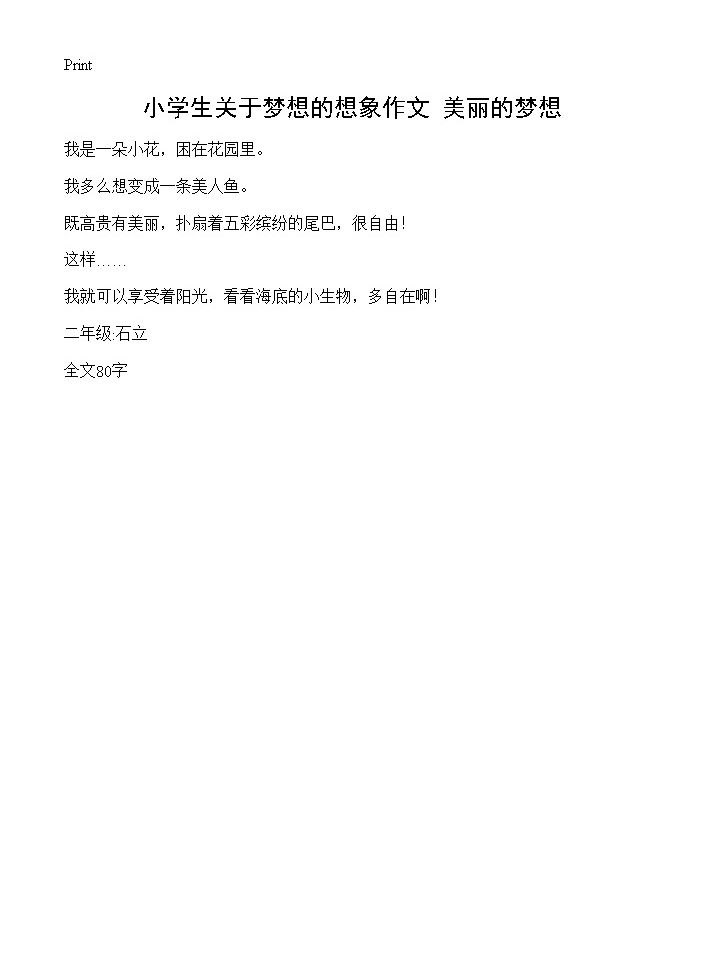 小学生关于梦想的想象作文 美丽的梦想