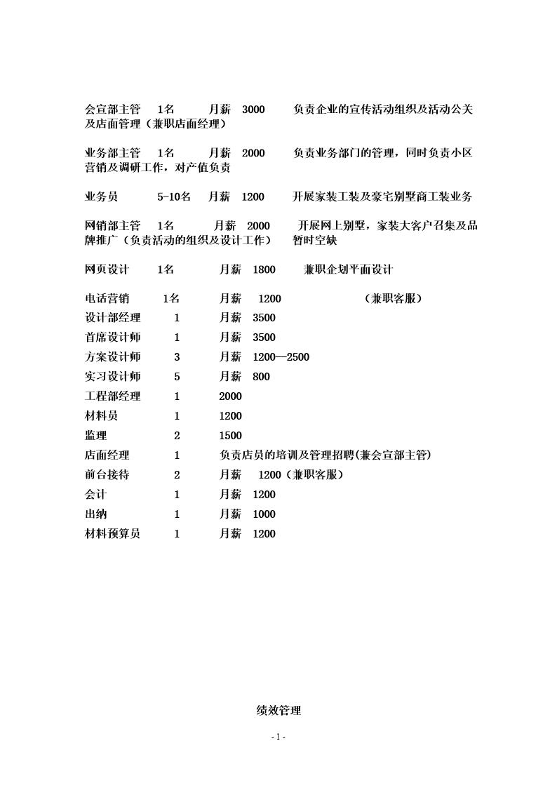 装饰公司各部门薪资待遇