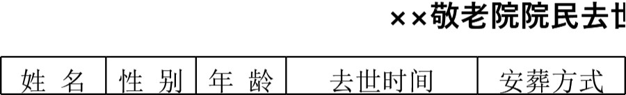 敬老院院民去世登记表