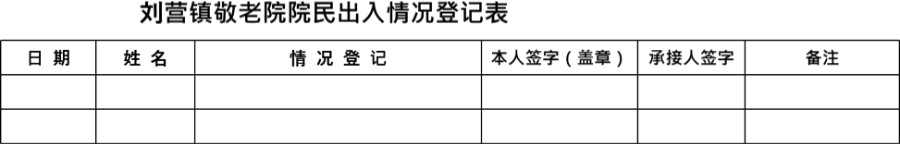 敬老院出入登记表