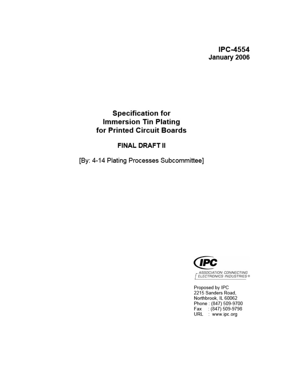 IPC-4554印制电路板表面沉锡规范(英文版)