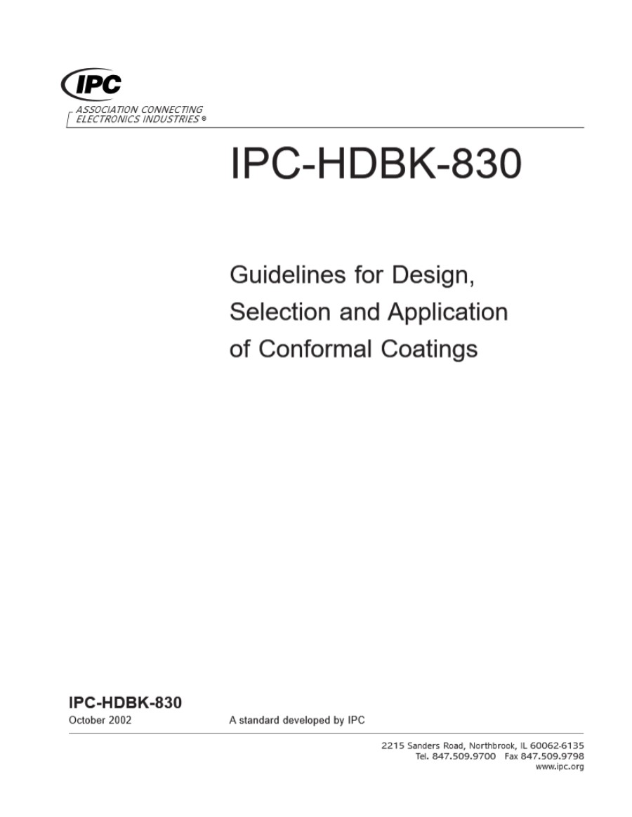 IPC-HDBK-830-2002 敷形涂层的设计 选择和应用手册