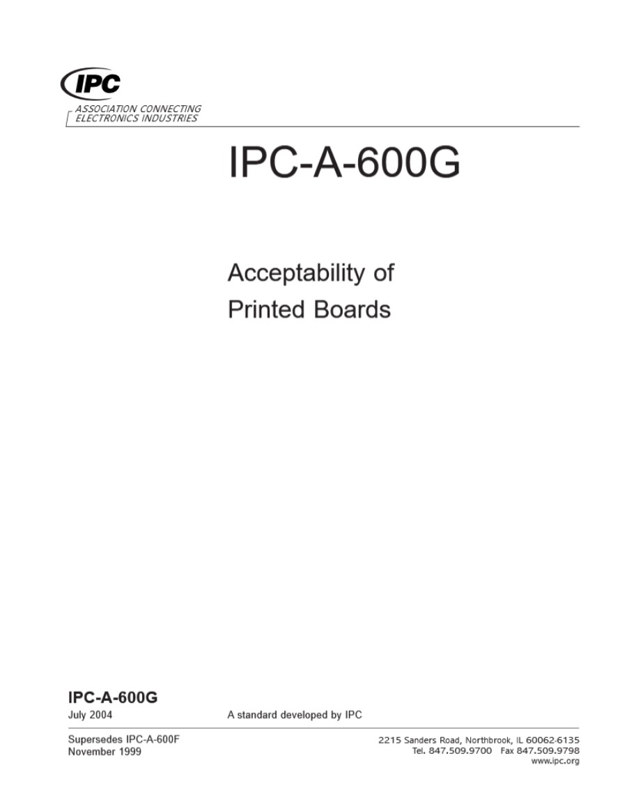 IPC-A-600G Acceptability for PCB