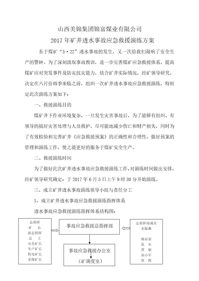 透水事故演练方案(最新)