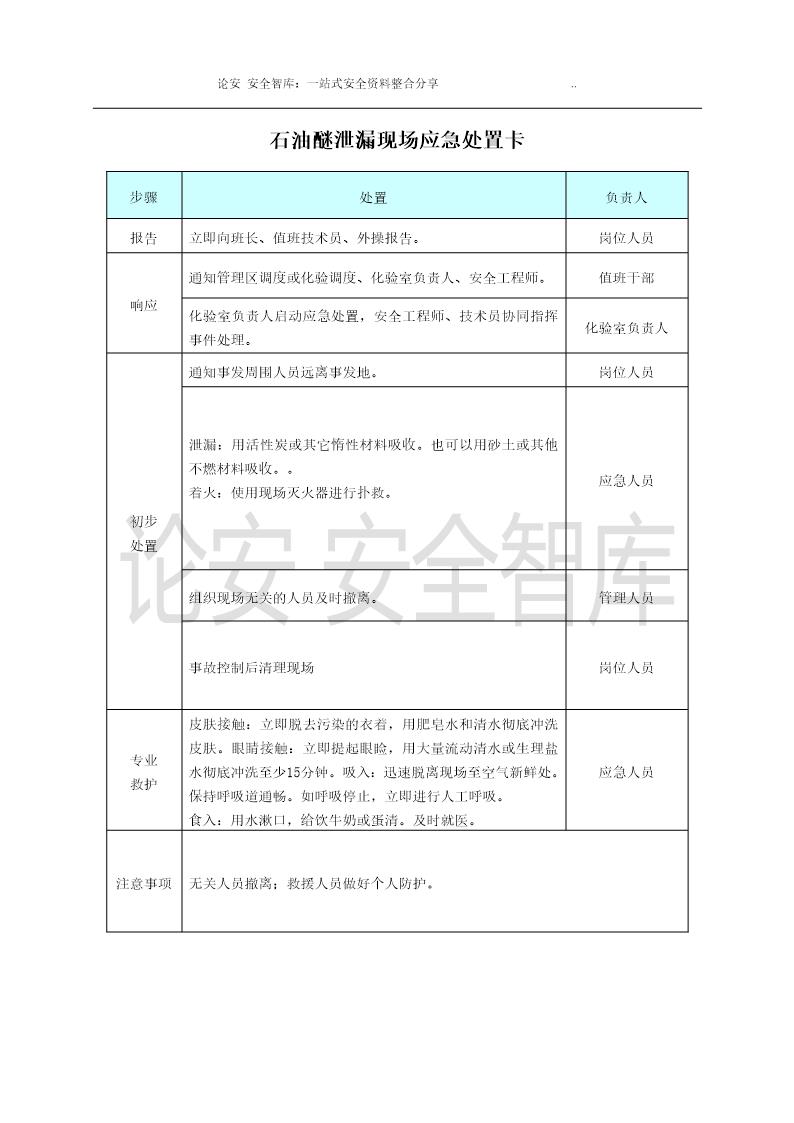 安全生产应急处置卡模板(危化品泄漏) (共25页)