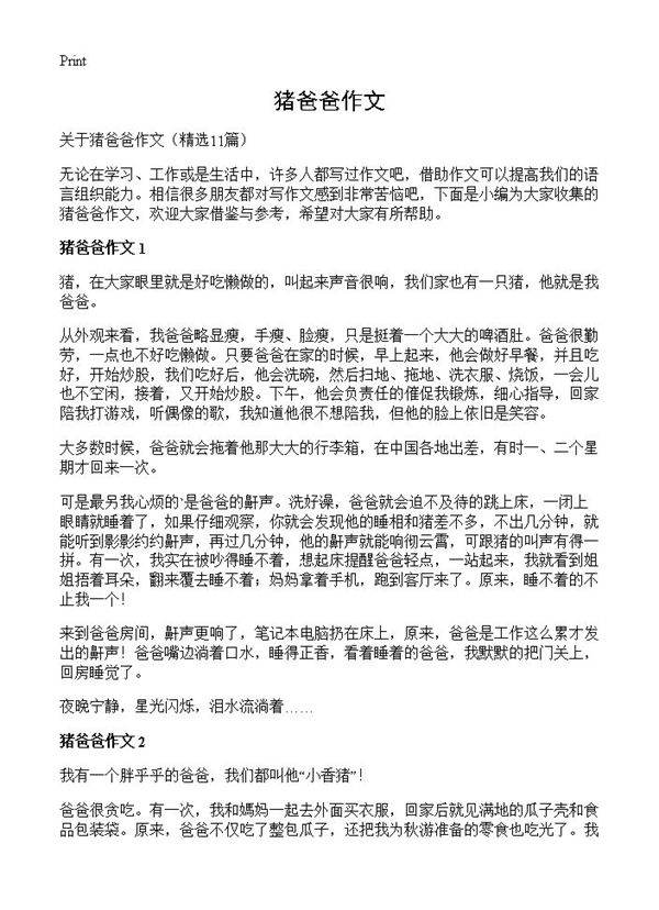 猪爸爸作文11篇