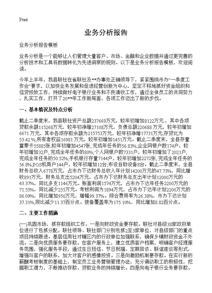 业务分析报告