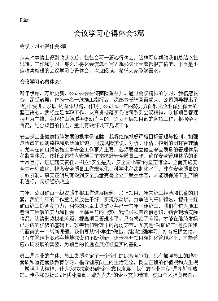 会议学习心得体会3篇