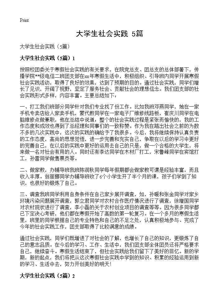 大学生社会实践5篇