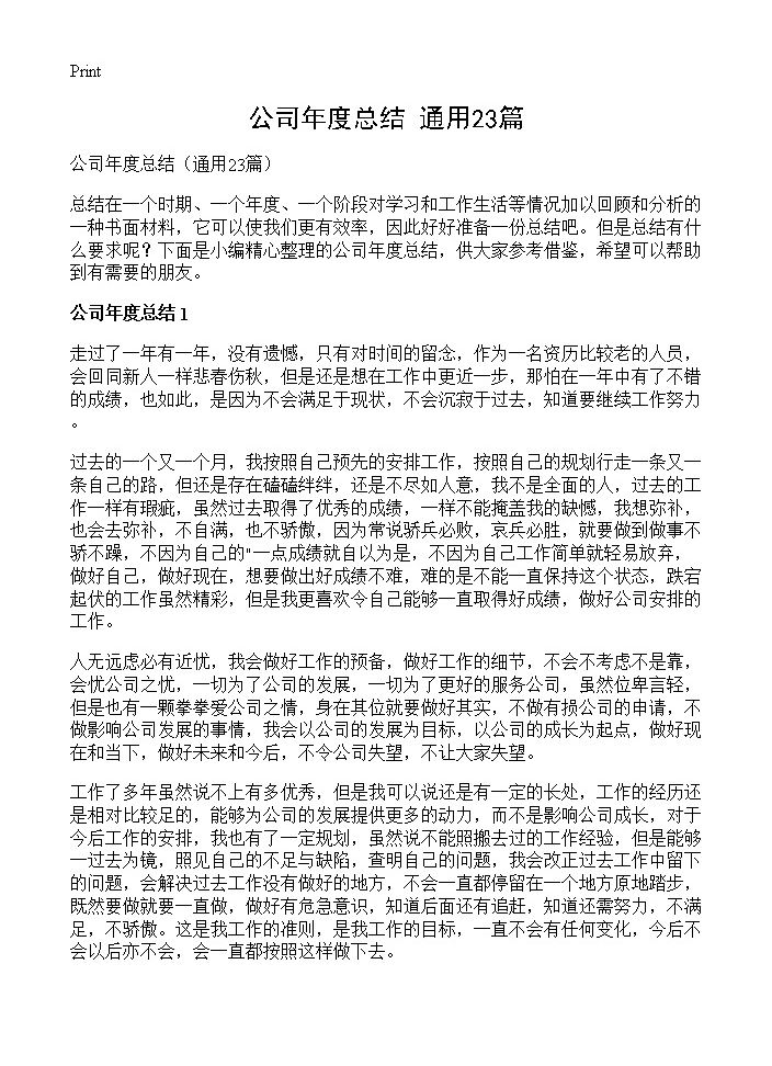 公司年度总结23篇