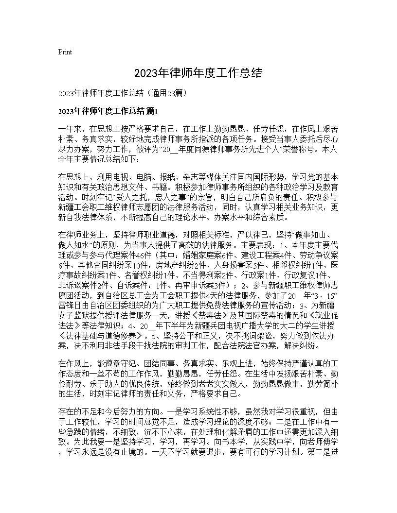 2025年律师年度工作总结28篇