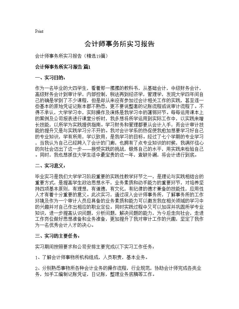 会计师事务所实习报告19篇