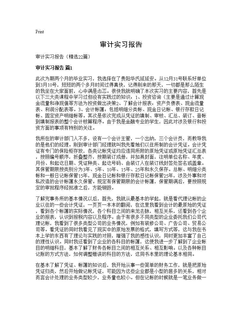 审计实习报告22篇