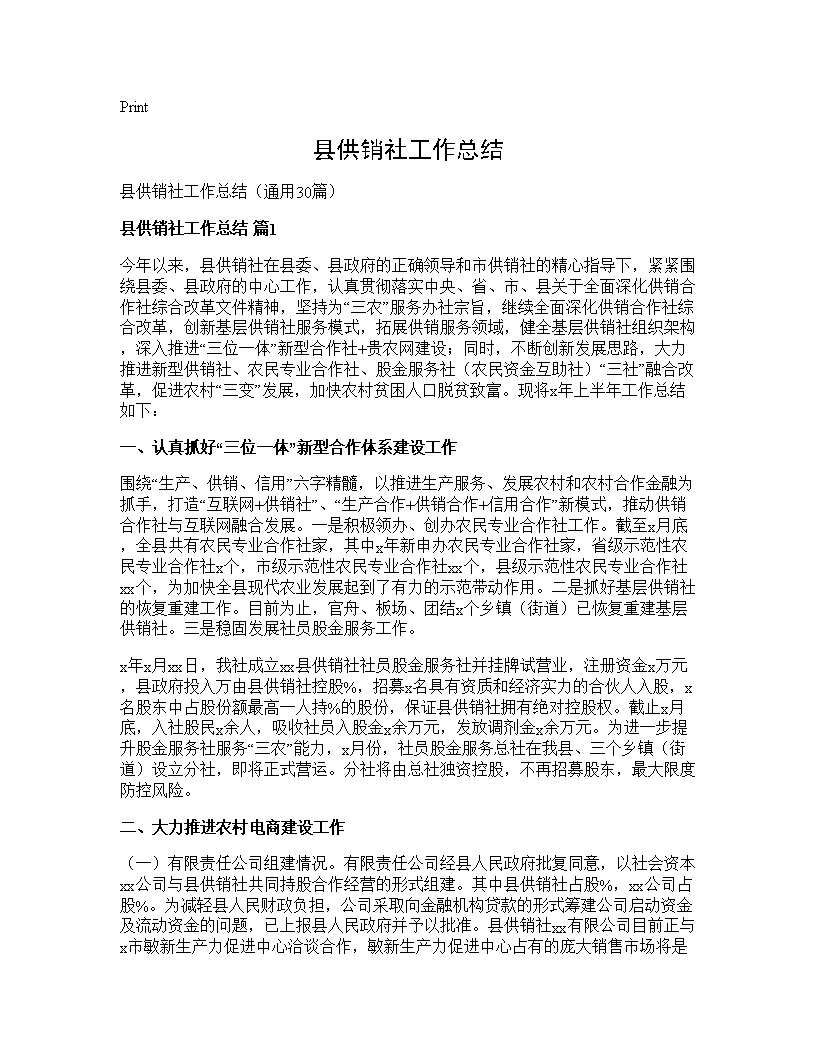 县供销社工作总结30篇