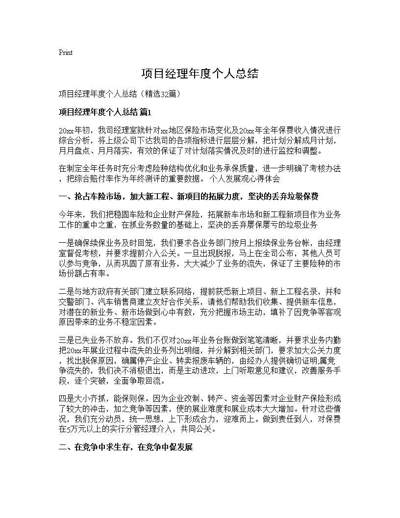 项目经理年度个人总结32篇