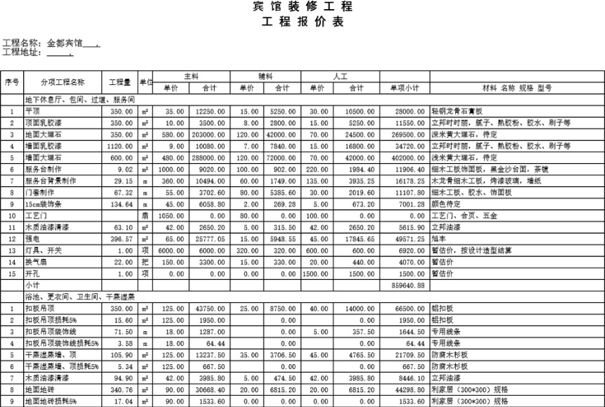 宾馆装修报价