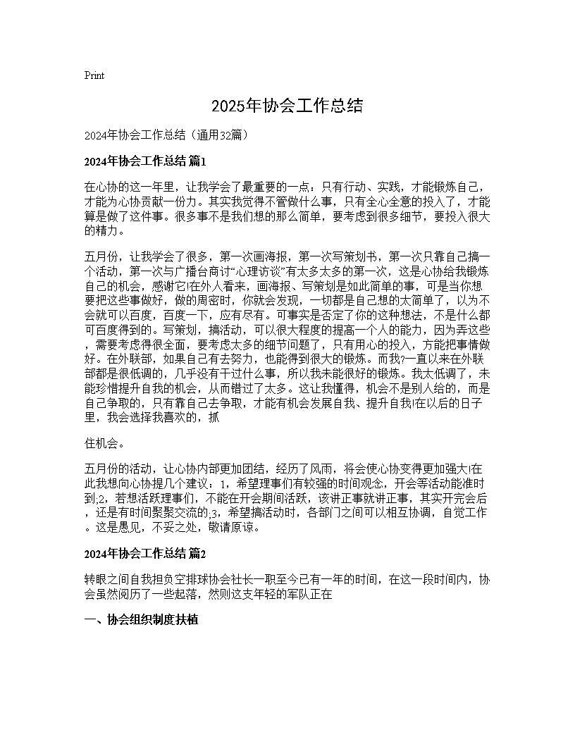 2024年协会工作总结32篇