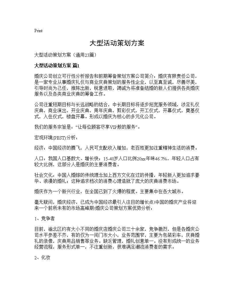 大型活动策划方案23篇